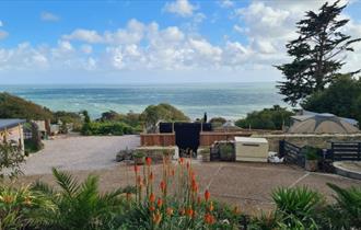 Isle of Wight, Accommodation, Self Catering, Unique, Yurt, Glamping, Exterior Image, Sea Views 
