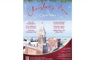 Quarr Abbey Christmas Fair poster, Isle of Wight, festive event, what's on