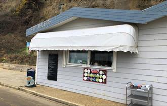 Isle of Wight, Eating out, Beach Cafe, Strollers Cafe, Sandown, Ice cream window