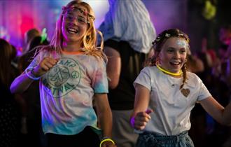 Children dancing at Tapnell Farm Park, Isle of Wight, Summer fun, family, children's events, what's on, party, activities, attraction, animals