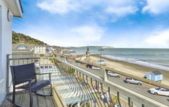 Isle of Wight, Accommodation, Self Catering, Apartments, The Aqua, Shanklin, View from Balcony across bay to Culver Cliffs