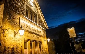 isle of Wight, Eating Out, Pubs, The Griffin, Godshill, Outside lights at night