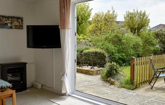 French doors from lounge to garden at Clarence House in Shanklin, Isle of Wight, Self Catering