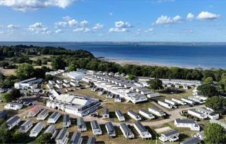 Aerial view of Nodes Point Holiday Park, camping, caravans, glamping, St Helens, Isle of Wight