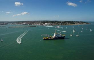 Aerial view of Cowes Harbour