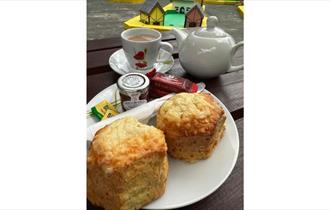 Two scones and afternoon tea at Rylstone Tea Gardens and Crazy Golf, eat & drink, Isle of Wight, Shanklin
