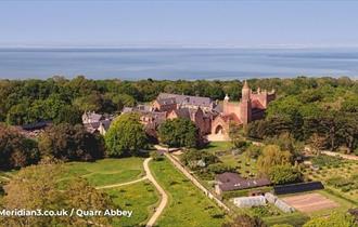 Aerial view of Quarr Abbey, Ryde, Isle of Wight, things to do, history, family, island life