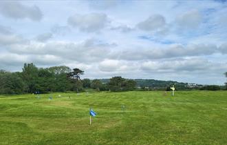 View of the 18 long putting course and the 12 hole pitch & putt course at Browns Golf, Sandown, Isle of Wight, Things to do, family