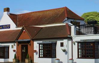 Outside view of The Eight Bells, Carisbrooke, local produce, let's buy local