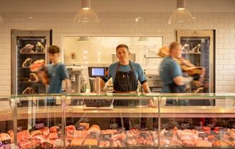 Variety of fresh local meat at Harvey Browns Food Hall, Arreton, farm shop, local produce, let's buy local