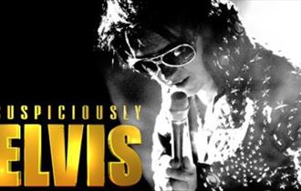 Poster of tribute Elvis singer, Suspiciously Elvis, music event at Ocean View Hotel, Isle of Wight, what's on