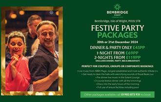 Christmas party nights poster at Bembridge Coast Hotel, Christmas event, Isle of Wight