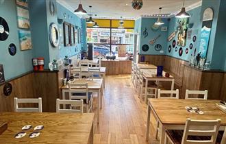 Inside dining at Bonnygoo Bar & Burger Lounge, Shanklin, Isle of Wight, food, burgers, live music