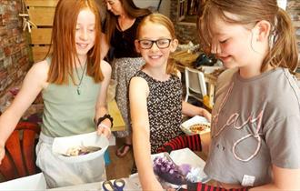 Children enjoying the craft workshop at Island CraftWorks, Ryde, Isle of Wight, family, children's activity, group, workshops