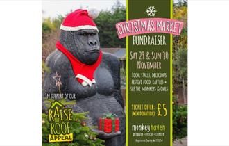 Christmas market poster, Monkey Haven event, children's activities, family fun, what's on, Isle of Wight