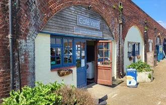 Outside of Cafe Verdi at Fort Victoria Park, Yarmouth, eating out