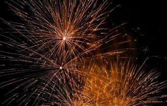 Fireworks in the sky, Fireworks in Yarmouth on the Isle of Wight, torchlight procession, what's on, event