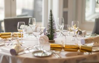 Festive table setting at The Seaview Hotel, Isle of Wight, Christmas event, what's on