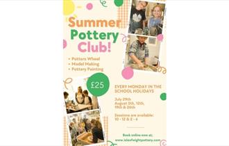 Summer Pottery Club poster, Isle of Wight Pottery, what's on, event