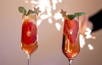 Two cocktails, New Years Eve celebrations at The Boathouse, Seaview, Isle of Wight