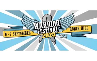 Warrior Festival logo, music festival at Robin Hill Adventure Park, Isle of Wight, what's on, event