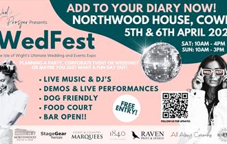 WedFest poster, wedding event at Northwood House on the Isle of Wight
