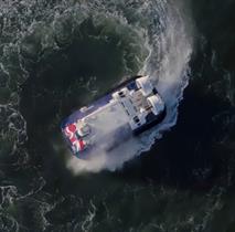 Hovertravel's hovercraft doing a 360 degree spin on the water
