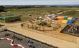 Aerial view of the outside play areas and paddocks at Tapnell Farm Park, Isle of Wight, attraction, family fun, activities