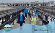 Group of children walking along Ryde Pier, Diamond Adventures, school groups, educational trips, residential trips, day trips, Isle of Wight