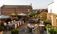 Aerial view of outside dining area at Foresters Hall, Cowes, boutique hotel
