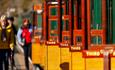 Steam train doors open ready for passengers to embark at Isle of Wight Steam Railway, Havenstreet, Things to Do