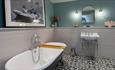 Roll top bath in bathroom at The Albion Hotel, Freshwater, boutique hotel, luxury, Isle of Wight
