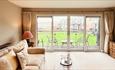 Isle of Wight, Calico Skies, Self Catering Accommodation, Island Harbour, Lounge with Patio Doors and outside eating area
