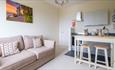 Kitchen and lounge open plan at Serene at Ryde, self-catering, Isle of Wight