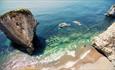 Mediterranean water at Freshwater Bay Beach, Isle of Wight, Things to Do