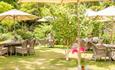 Outside eating area within the garden at The Royal Hotel, Ventnor, Isle of Wight, luxury, place to stay