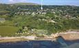 Isle of Wight, Accommodation, Self catering, Hill Croft, Niton Undercliff, Aerial View from Coast with Location Indicators