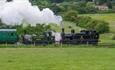 Isle of Wight Steam railway, Winter Gala and Dark Ales Festival, image of two engines on travelling along fields
