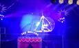 Lady doing the splits inside a bauble in the air at Jay Miller's Circus, family fun, Isle of Wight, what's on, event