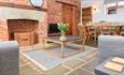Isle of Wight, Accommodation, Self Catering, Agency, Old Byre fireplace, sitting room and dining area