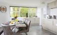 Kitchen and dining area in the Montagu Apartment at Shanklin Villa Aparthotel, Isle of Wight, Self catering