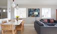 Open plan dining and living area in The Stable at Buddle Place, self catering, Niton Isle of Wight - credit: Holly Jolliffe