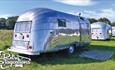 Outside view of American airstreams at Retro Staycations, glamping, Isle of Wight