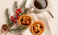 Mince pies, coffee and Christmas tree branch with red berries on a white cloth, Twixmas stay, hotel, Christmas event, what's on