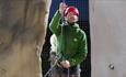 Isle of Wight, Activity, Rock Climbing, Sandown Rocks, man in harness ready to start climbing