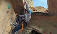 Isle of Wight, Activity, Rock Climbing, Sandown Rocks, Person climbing above photographer