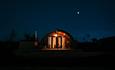 Outside view of Modulog at night, Tom's Eco Lodge, Tapnell Farm Holiday Destination, self-catering, West Wight, Isle of Wight
