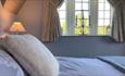 Bedroom with countryside views at The Old Abbey Farmhouse Holiday Cottage at Quarr Abbey, self-catering, Isle of Wight