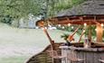 Seating area within the grounds of the yurts at The Garlic Farm, Newchurch, self-catering, glamping, luxury, country, Isle of Wight