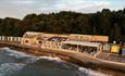 The Hut, Isle of Wight, Sea Front Dining, Frontage at high tide
